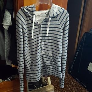 Gray and blue zip up hoodie